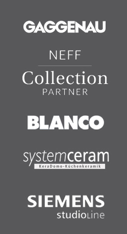 Logo Gaggenau,
 Neff Collection,
 Blanco,
 Systemceram,
 siemens StudionLine